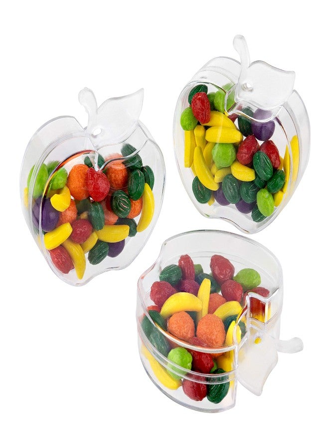 Hammont Apple Shaped Acrylic Candy Boxes - 12 Pack - 2.95"x2.28"x1.02" - Perfect for Weddings, Birthdays, Party Favors and Gifts | Cute Clear Plastic Containers | Clear Fillable Ornaments Crafts Decorations - Image 2